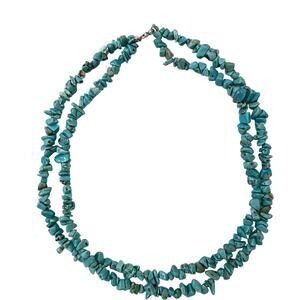 Turquoise Beaded Layered Necklace 925 Sterling ATI China